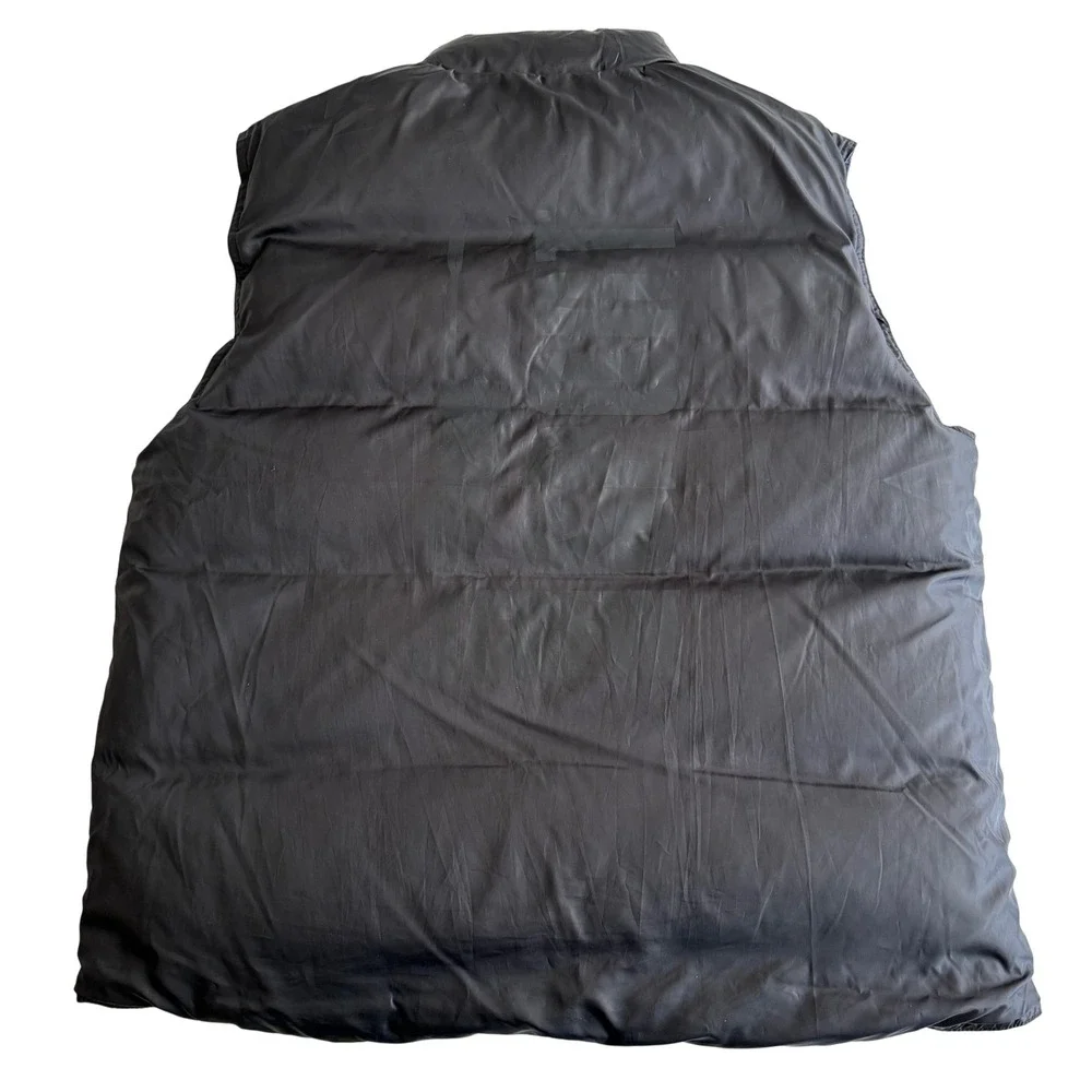 J‎ Crew Sport Goose Down Reversible Shadow Spellout Black Navy Puffer Vest L